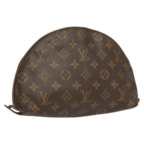 LOUIS VUITTON Monogram Trousse Demi Ronde Cosmetic Pouch M47520 LV Auth BD1958 - Picture 1 of 15